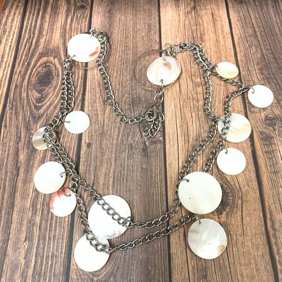 Double Strand Mother of Pearl Necklace - Picture 1 of 2